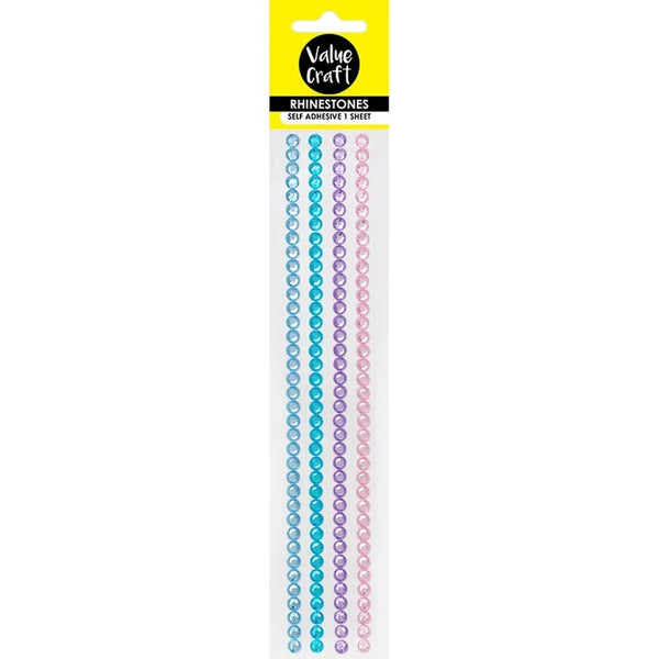 8mm Pastel Colour Strips Rhinestones